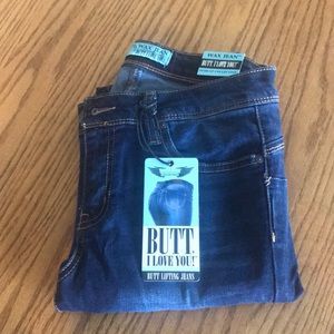Dark wash butt lifting skinny jeans